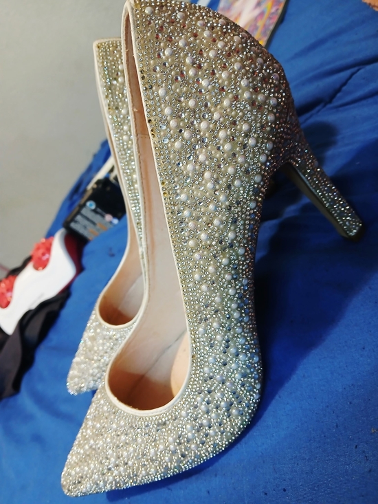 Signature Shoes - Signature Champagne Pearl & Rhinestone Stiletto Heels